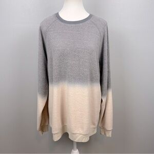 Feat x Helen Owen gray & ivory fleece crewneck sweatshirt, size XL.